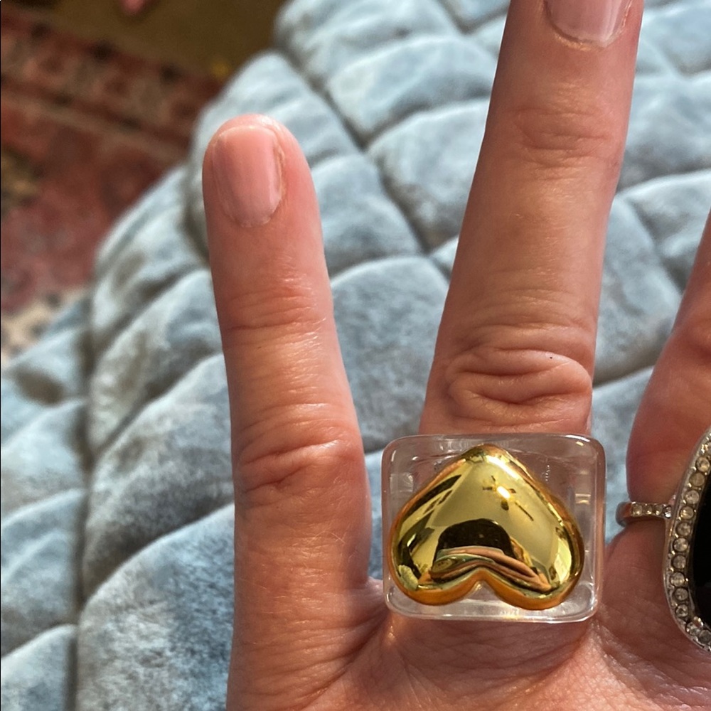 Gold Heart Clear Ring